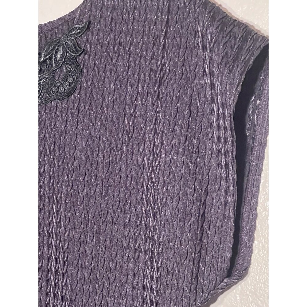 VTG Alice Stuart Small Black Top Pull Over Textured Weaved Floral Lace - Picture 8 of 13